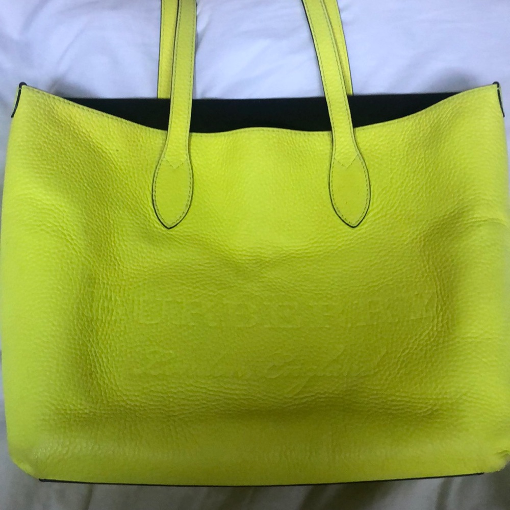 Burberry Neon yellow soft leather Remington tote